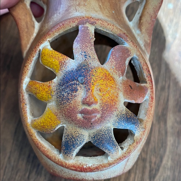 Moon and Sun Terra Cotta Votive Holder Candle Celestial - Picture 9 of 9